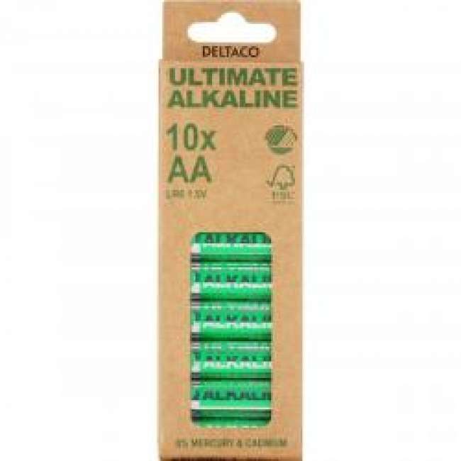 Priser på Deltaco Ultimate Alkaline AA LR6 1,5V - 10-pak - Batteri